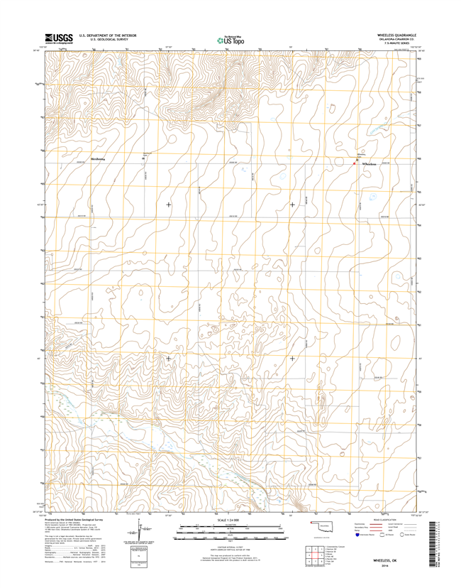 Wheeless Oklahoma  - 24k Topo Map