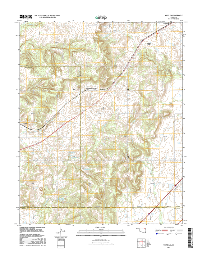 White Oak Oklahoma  - 24k Topo Map