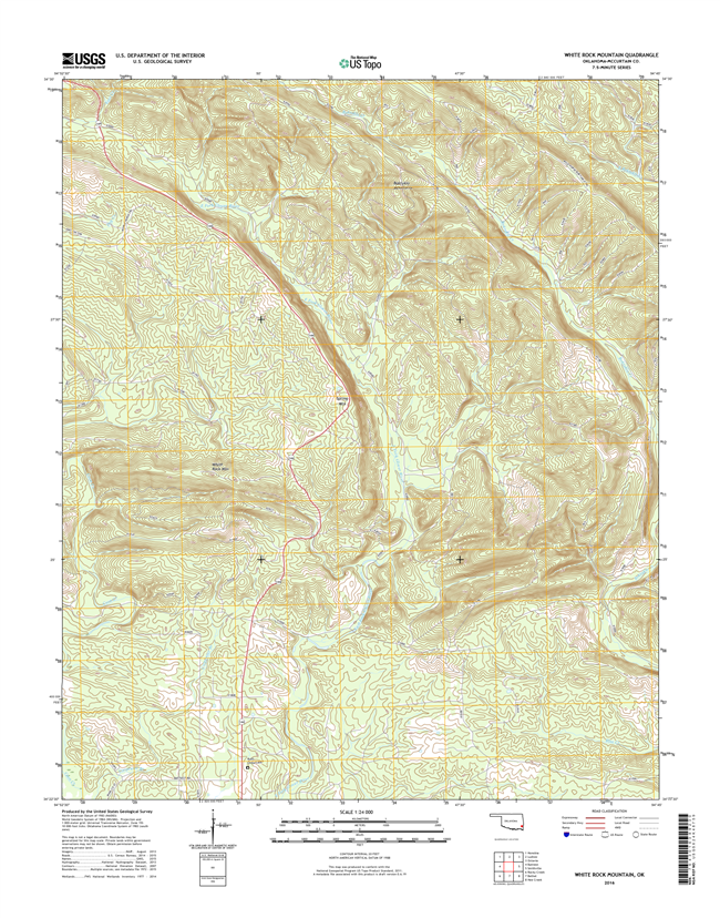 White Rock Mountain Oklahoma  - 24k Topo Map
