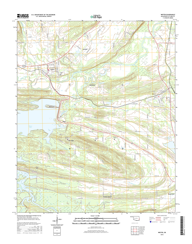 Wister Oklahoma  - 24k Topo Map