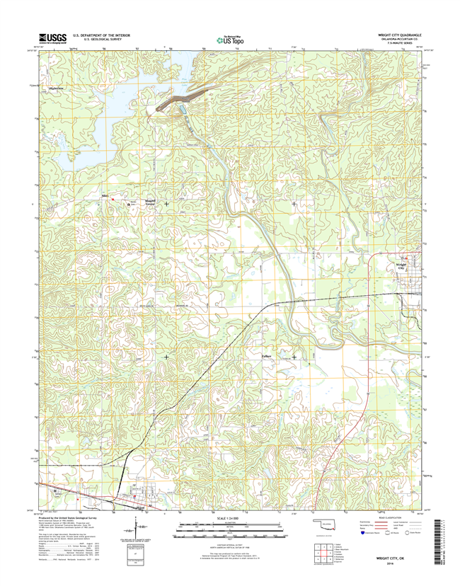 Wright City Oklahoma  - 24k Topo Map