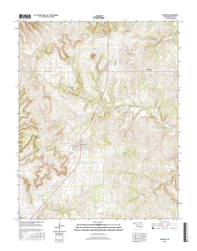 Wynona Oklahoma  - 24k Topo Map