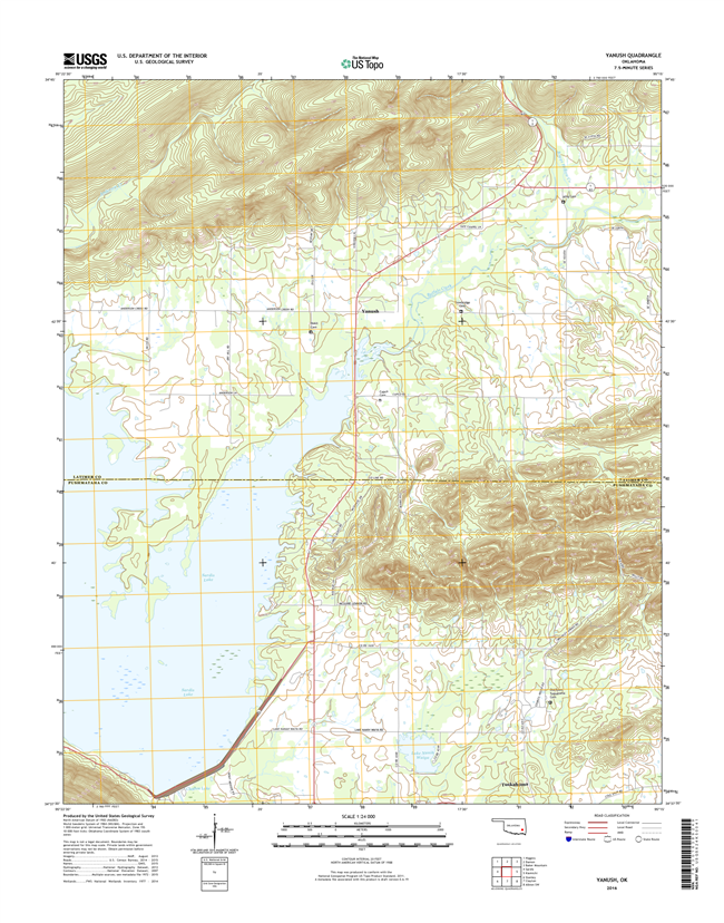 Yanush Oklahoma  - 24k Topo Map