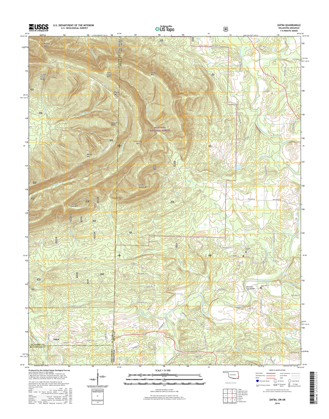 Zafra Oklahoma - Arkansas - 24k Topo Map