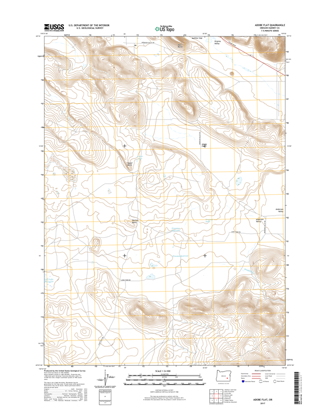 Adobe Flat Oregon  - 24k Topo Map