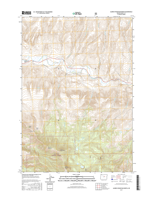 Aldrich Mountain North Oregon  - 24k Topo Map