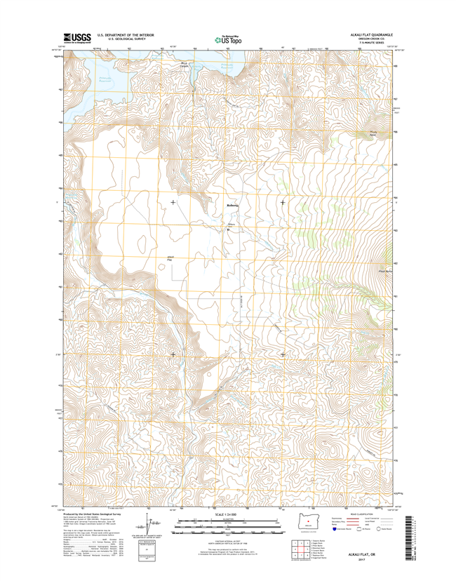 Alkali Flat Oregon  - 24k Topo Map