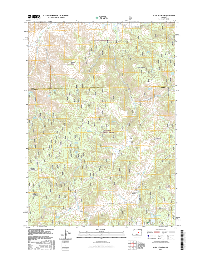 Alsup Mountain Oregon  - 24k Topo Map