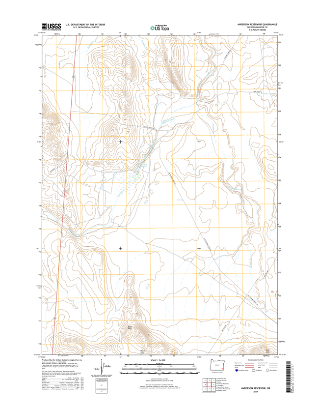 Anderson Reservoir Oregon  - 24k Topo Map