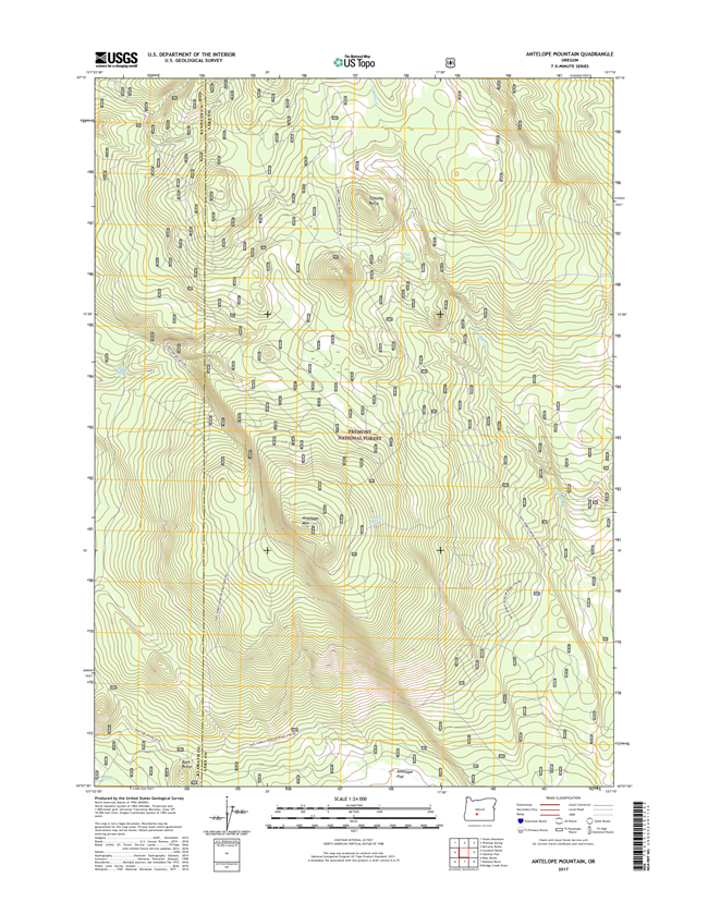 Antelope Mountain Oregon  - 24k Topo Map