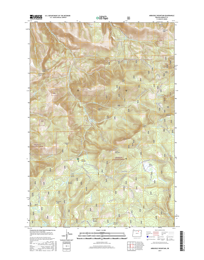 Arbuckle Mountain Oregon  - 24k Topo Map