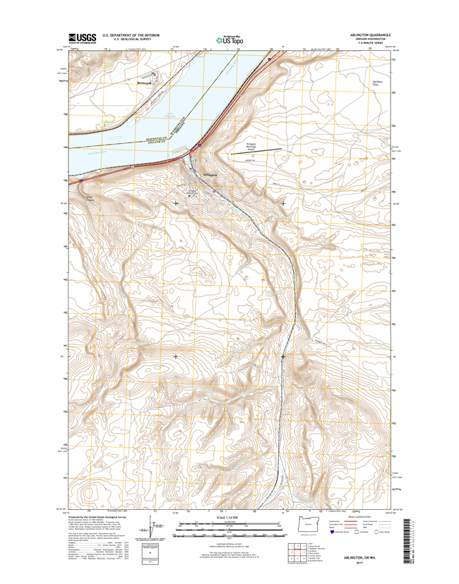 Arlington Oregon - Washington - 24k Topo Map