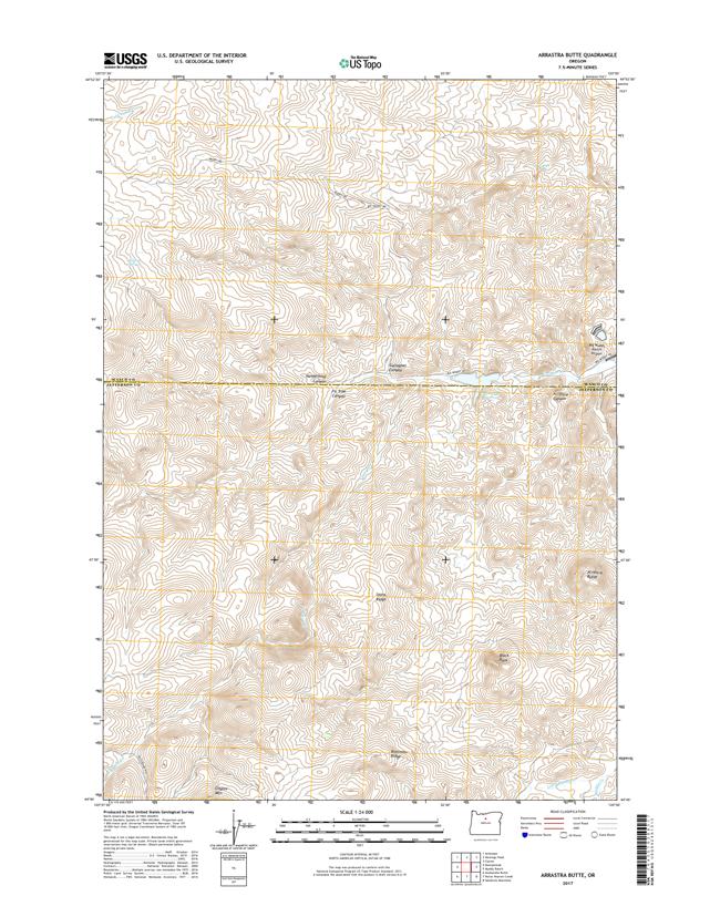 Arrastra Butte Oregon  - 24k Topo Map