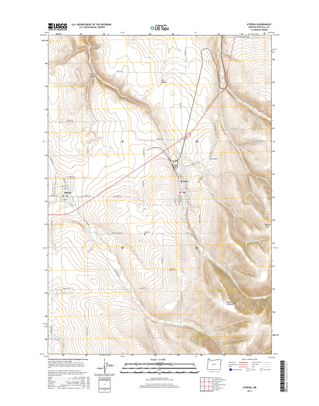 Athena Oregon  - 24k Topo Map