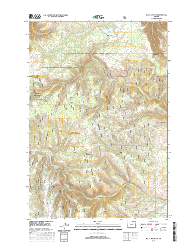 Bally Mountain Oregon  - 24k Topo Map