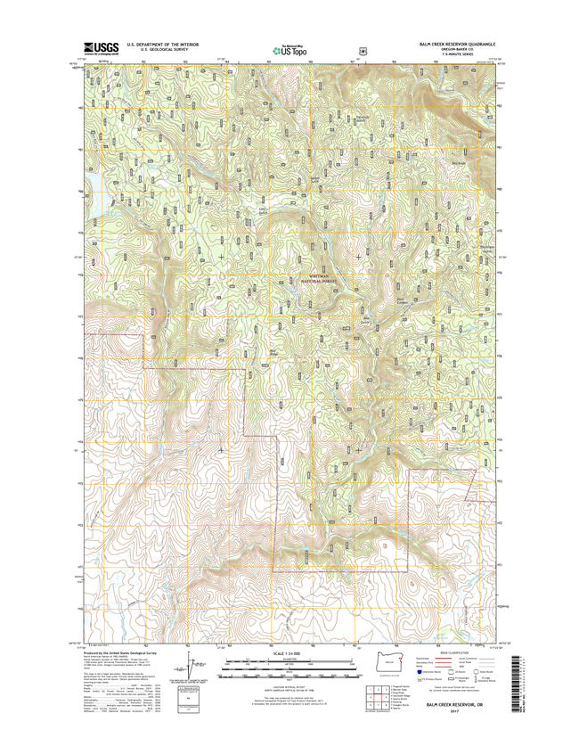 Balm Creek Reservoir Oregon  - 24k Topo Map