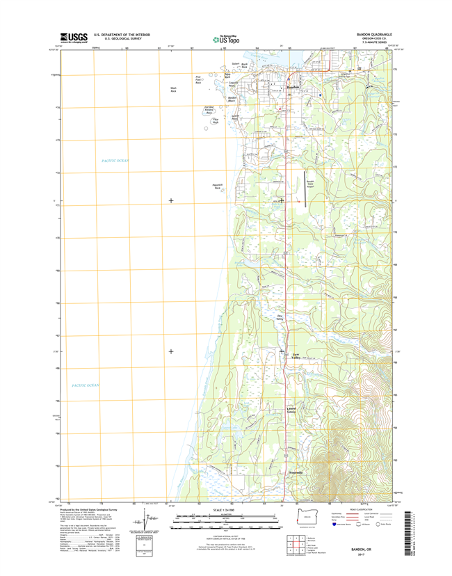 Bandon Oregon  - 24k Topo Map