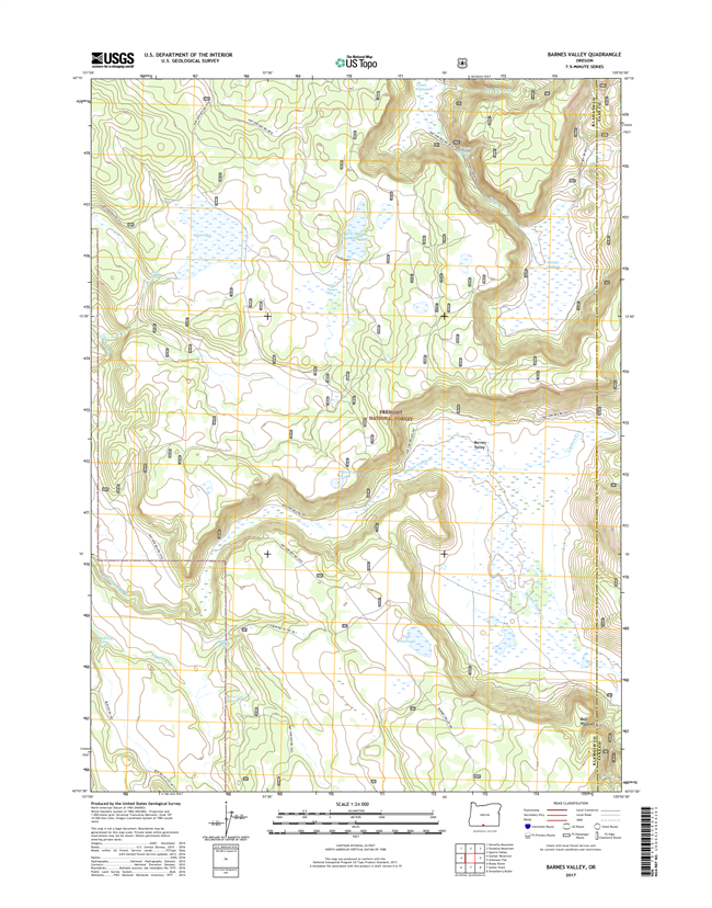 Barnes Valley Oregon  - 24k Topo Map