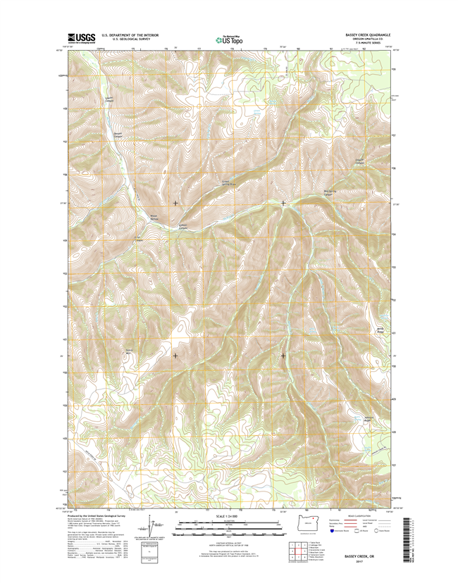 Bassey Creek Oregon  - 24k Topo Map