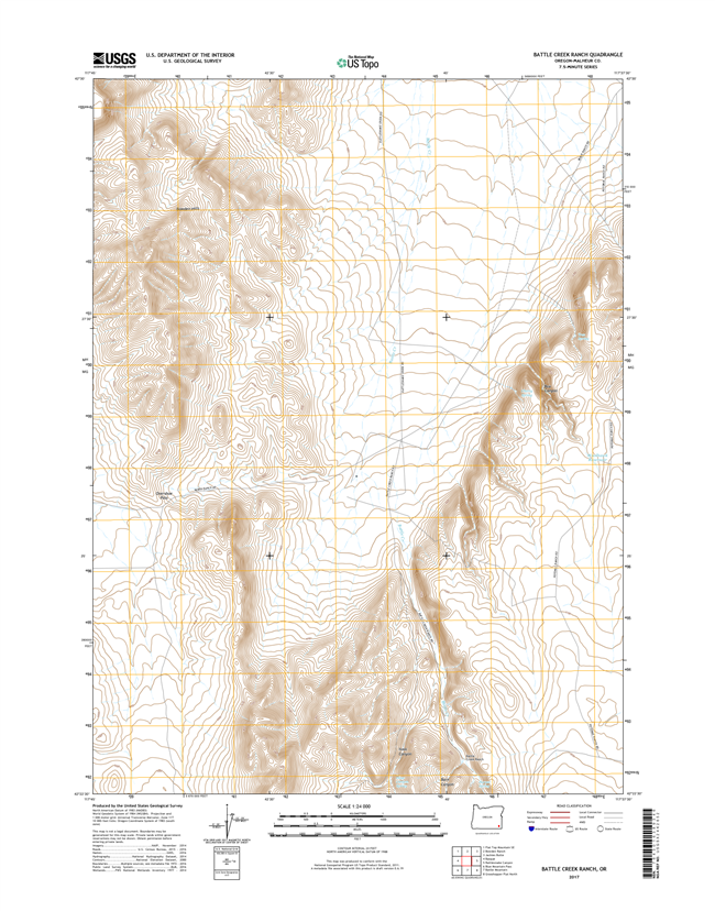 Battle Creek Ranch Oregon  - 24k Topo Map