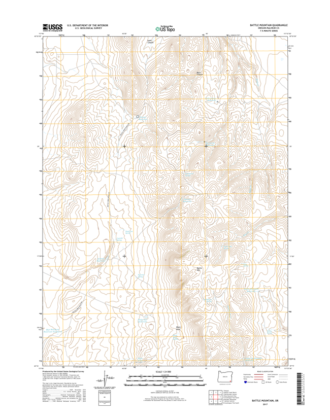 Battle Mountain Oregon  - 24k Topo Map