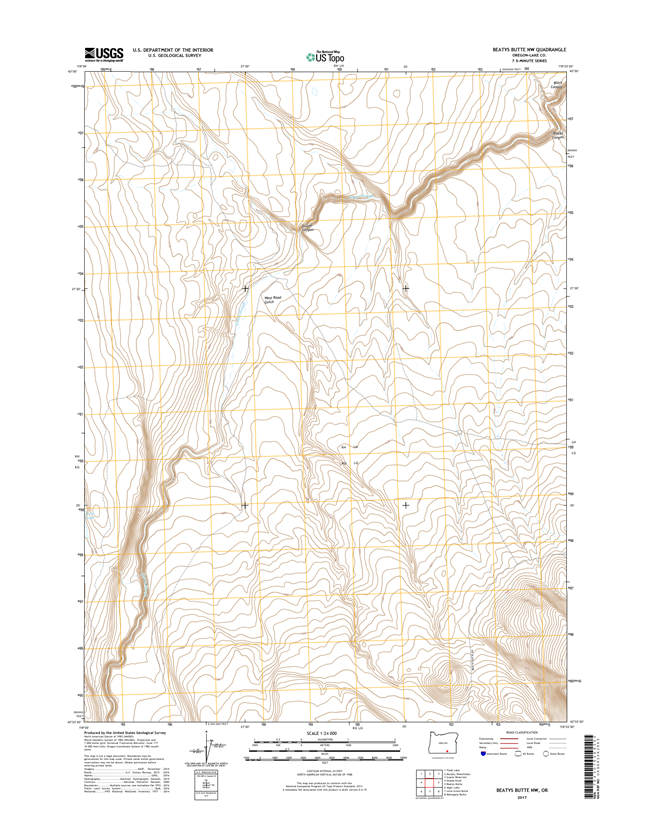 Beatys Butte NW Oregon  - 24k Topo Map