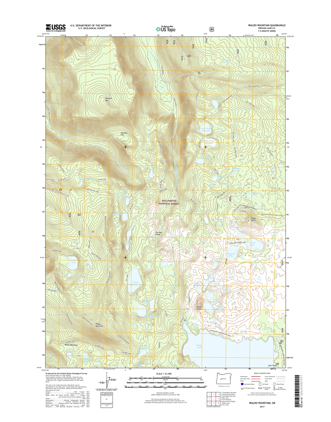 Waldo Mountain Oregon  - 24k Topo Map