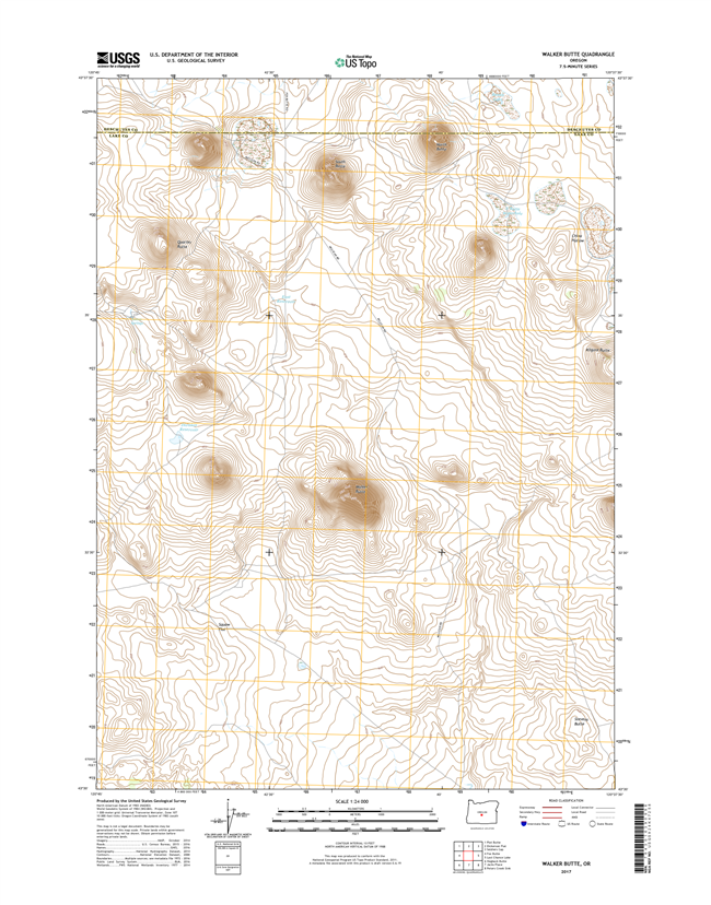 Walker Butte Oregon  - 24k Topo Map