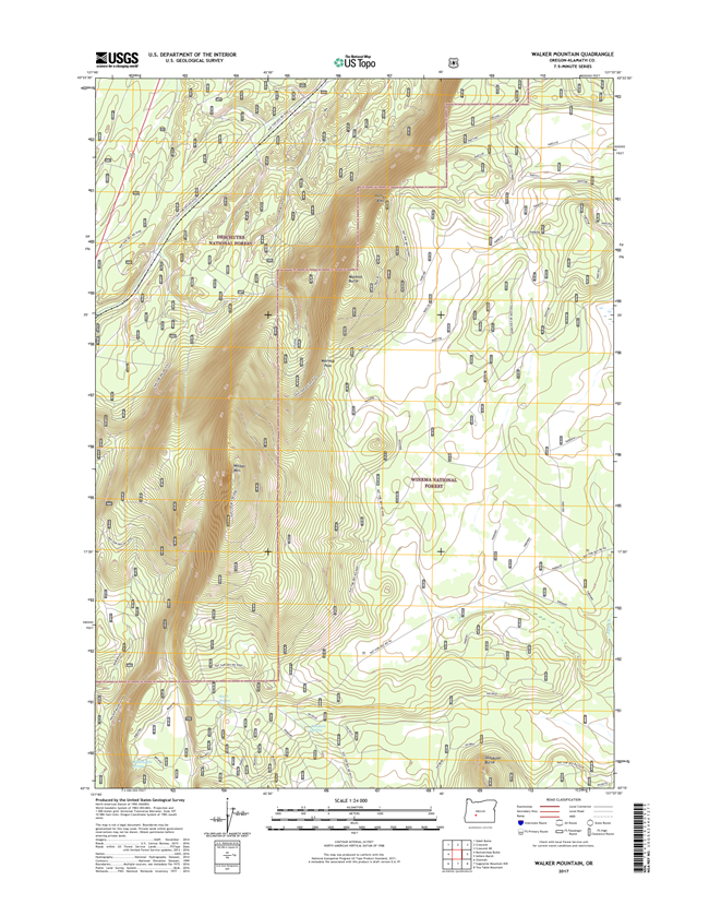 Walker Mountain Oregon  - 24k Topo Map