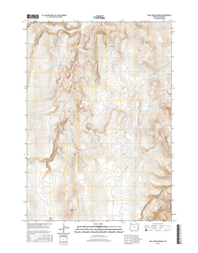 Wall Rock Springs Oregon  - 24k Topo Map