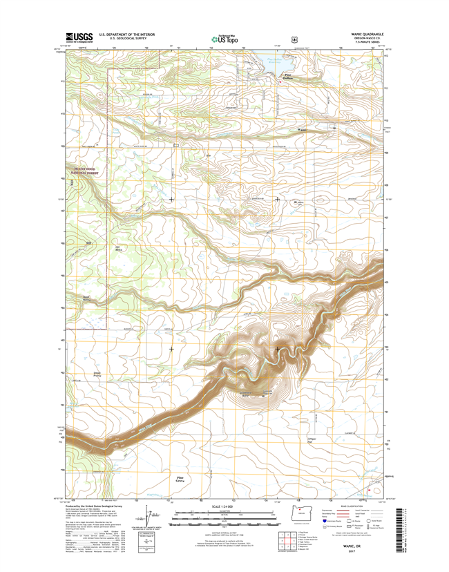 Wamic Oregon  - 24k Topo Map