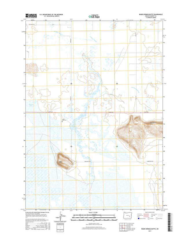 Warm Springs Butte Oregon  - 24k Topo Map