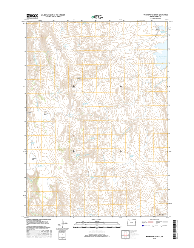 Warm Springs Creek Oregon  - 24k Topo Map