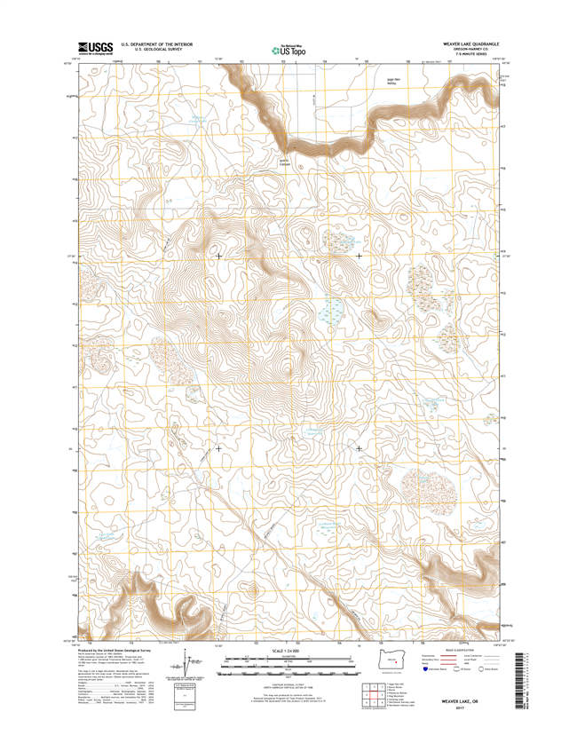 Weaver Lake Oregon  - 24k Topo Map