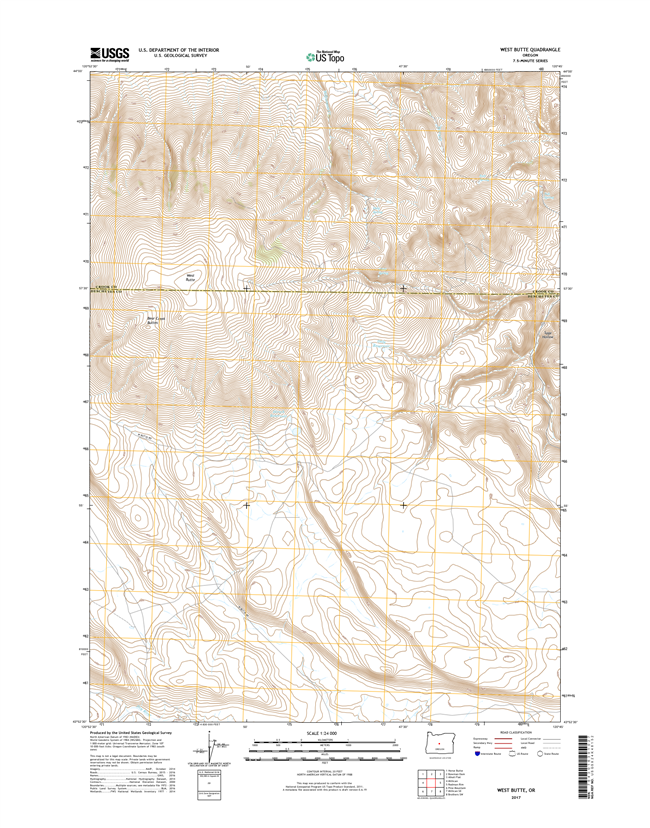 West Butte Oregon  - 24k Topo Map