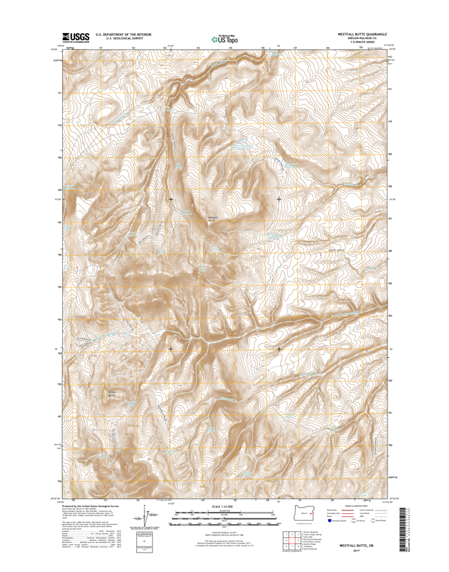 Westfall Butte Oregon  - 24k Topo Map