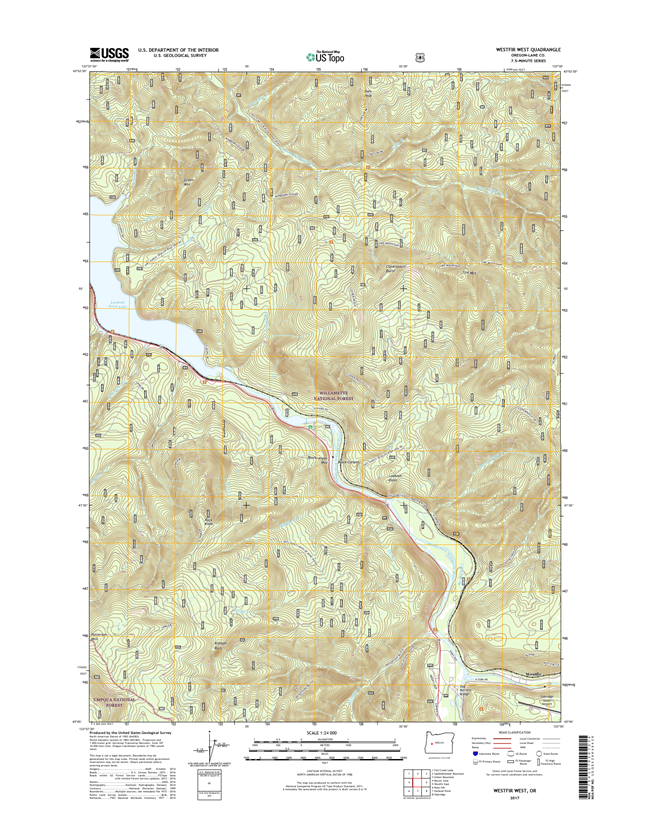 Westfir West Oregon  - 24k Topo Map