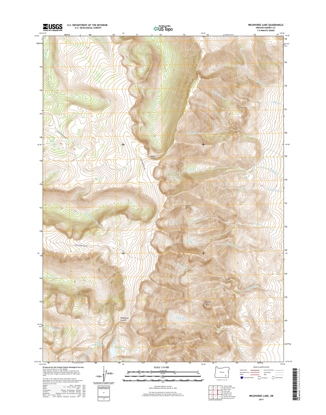 Wildhorse Lake Oregon  - 24k Topo Map