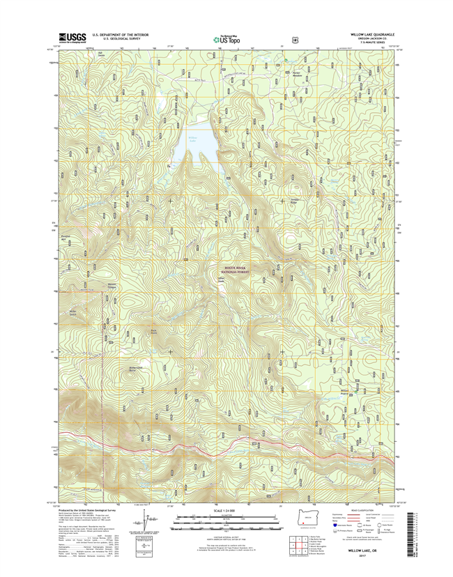 Willow Lake Oregon  - 24k Topo Map