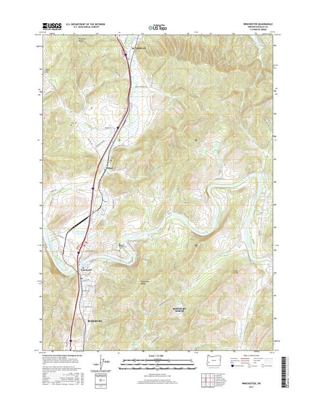 Winchester Oregon  - 24k Topo Map