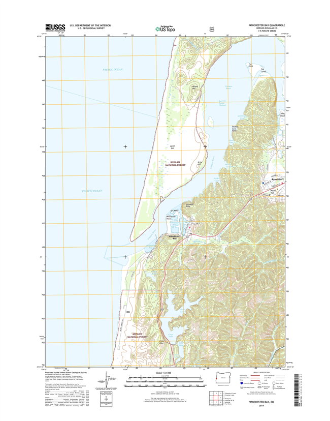 Winchester Bay Oregon  - 24k Topo Map