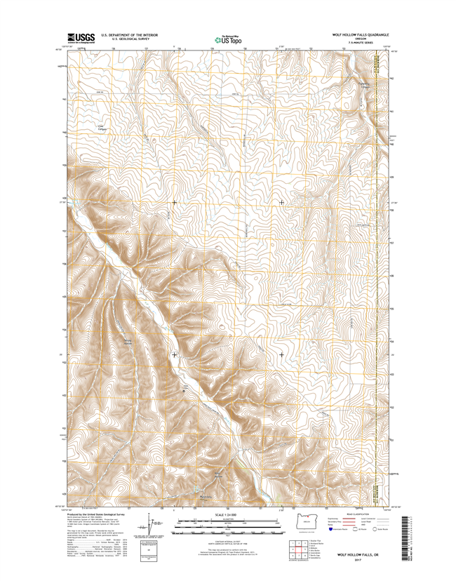 Wolf Hollow Falls Oregon  - 24k Topo Map