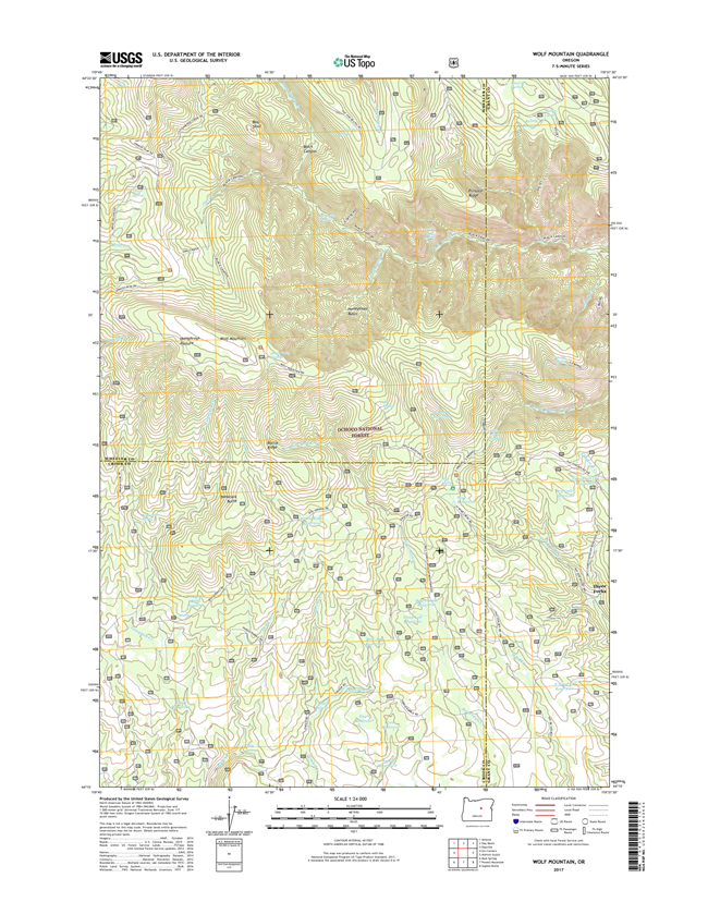 Wolf Mountain Oregon  - 24k Topo Map