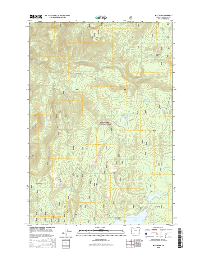 Wolf Peak Oregon  - 24k Topo Map