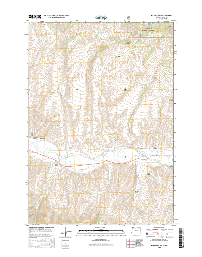 Wolfinger Butte Oregon  - 24k Topo Map