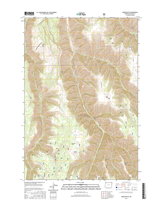 Wood Butte Oregon  - 24k Topo Map