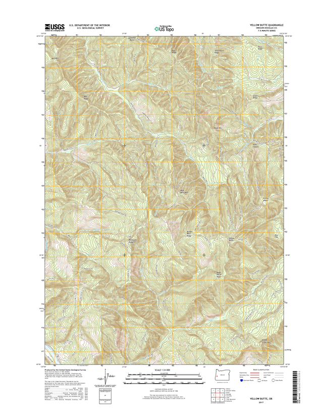 Yellow Butte Oregon  - 24k Topo Map