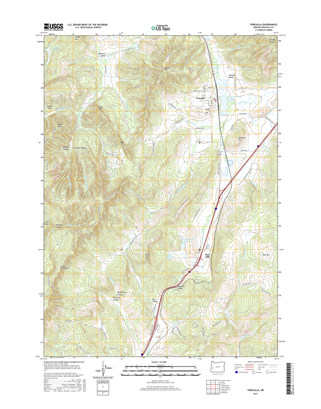Yoncalla Oregon  - 24k Topo Map