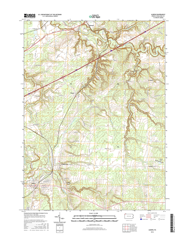 Albion Pennsylvania  - 24k Topo Map
