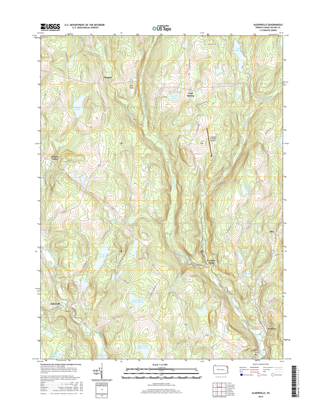 Aldenville Pennsylvania  - 24k Topo Map